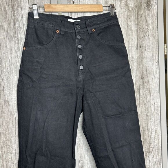 Decade Studio Jeans Size 30 Black Color Button Fly 100% Cotton High Rise - Picture 4 of 8